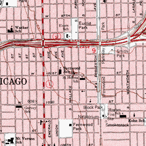 Topographic Map of Fernwood United Methodist Church, IL