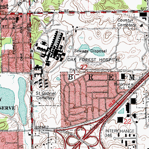 Topographic Map of Fieldcrest Park, IL