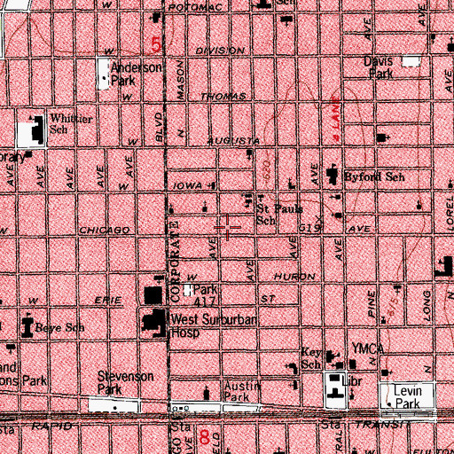 Topographic Map of Fifteenth Church of Christ Scientist, IL