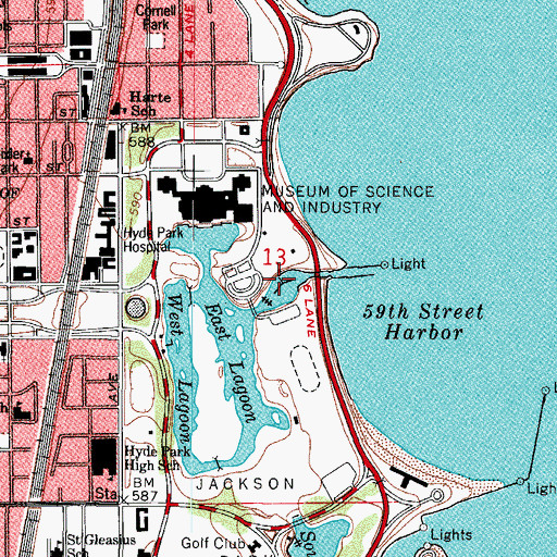 Topographic Map of Fiftyninth Street Marina, IL