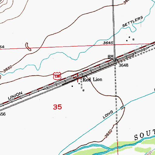 Topographic Map of Red Lion, CO