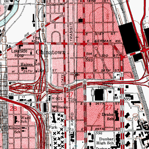 Topographic Map of Fine Arts Academy, IL