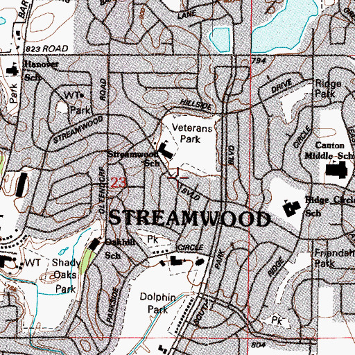 Topographic Map of First Baptist Church, IL