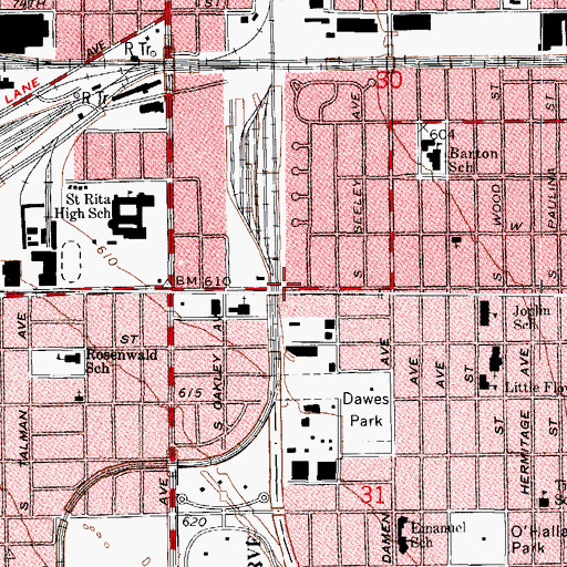 Topographic Map of First Church of Love and Faith, IL