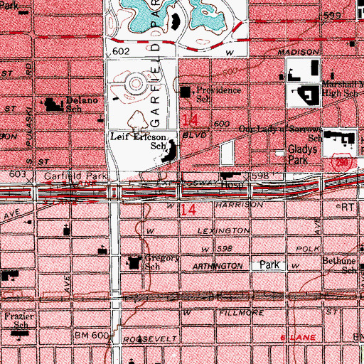 Topographic Map of First Church of the Brethren, IL