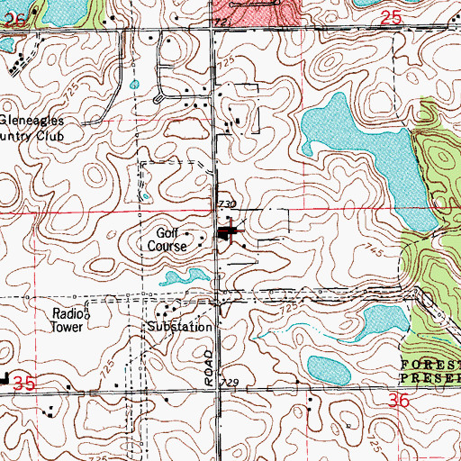 Topographic Map of First Church of the Nazarene, IL