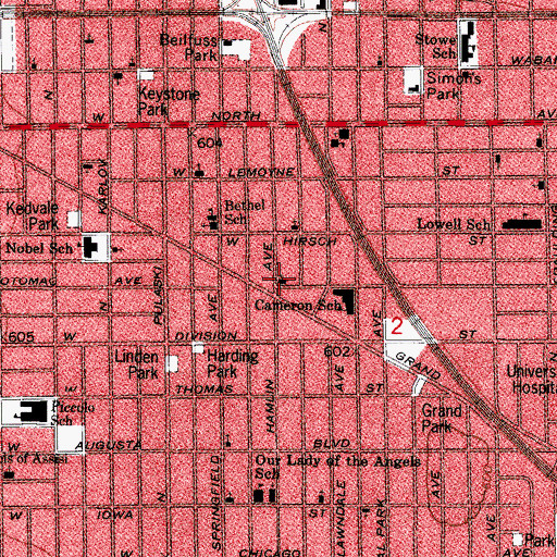 Topographic Map of First Congregational Church of Chicago, IL