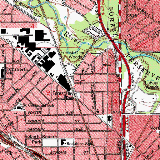 Topographic Map of First Congregational Church of Forest Glen, IL