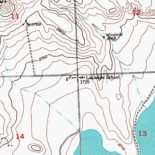 Topographic Map of Lakeside School, CO