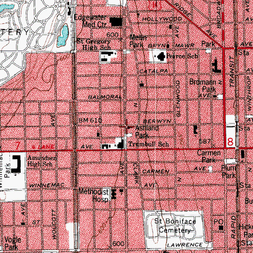 Topographic Map of First Evangelical Free Church, IL