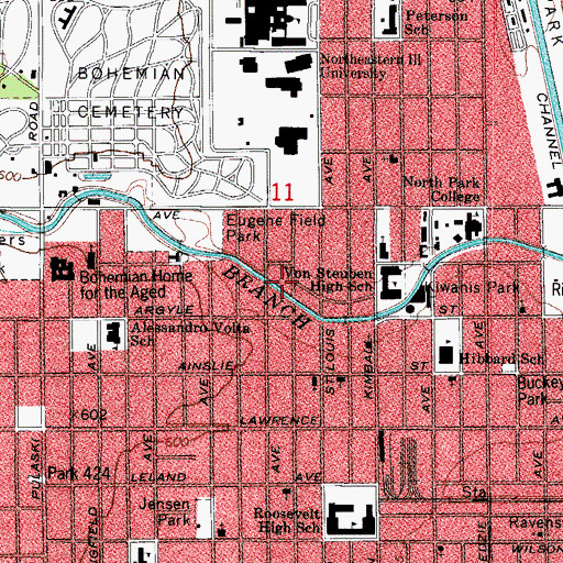Topographic Map of First Temple of Universal Law Church, IL