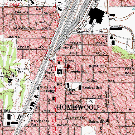 Topographic Map of First United Presbyterian Church, IL