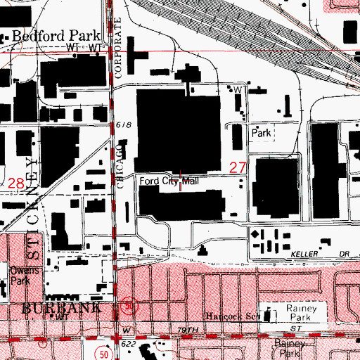 Topographic Map of Ford City Mall Shopping Center, IL