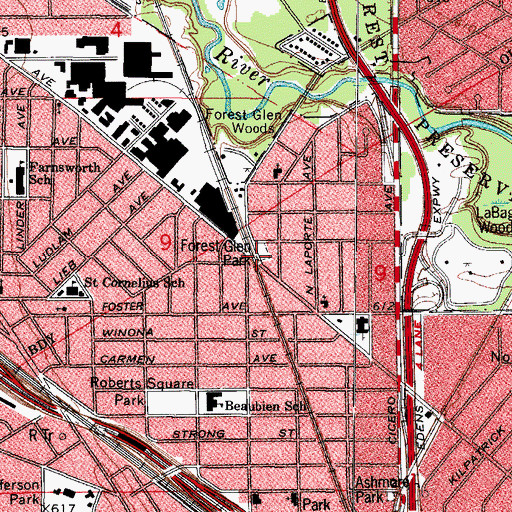 Topographic Map of Forest Glen Park, IL