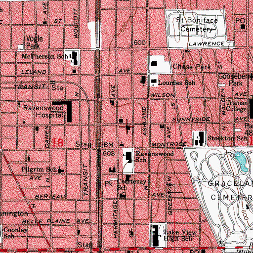 Topographic Map of Fourteenth Church of Christ Scientist, IL