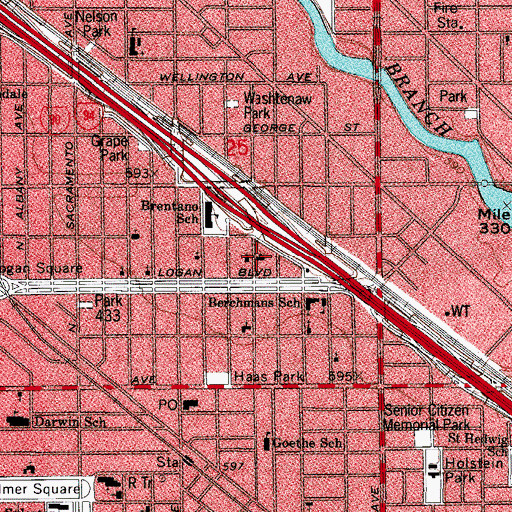 Topographic Map of Fourth Congregational Church, IL