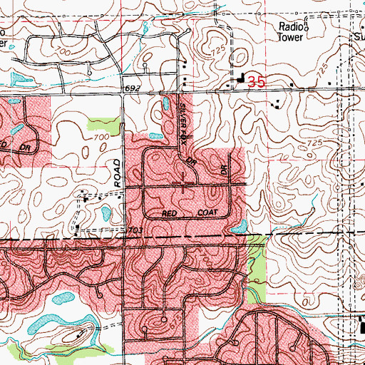 Topographic Map of Fox Chase Estates, IL