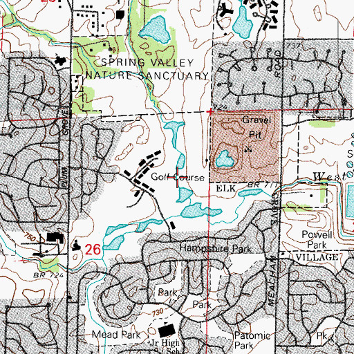 Topographic Map of Fox Run Golf Links, IL