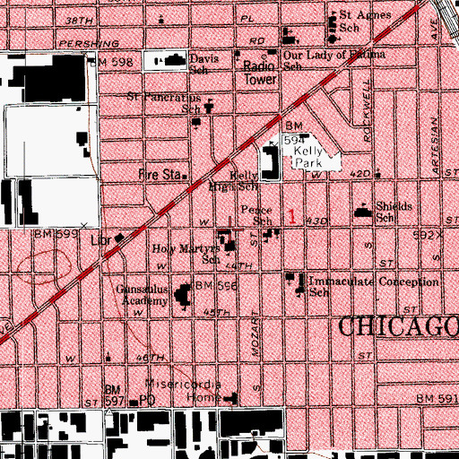 Topographic Map of Franciscan Sisters School, IL