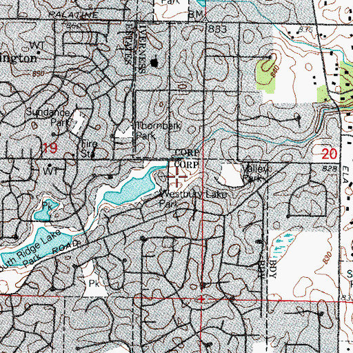 Topographic Map of Frank C Whiteley Elementary School, IL