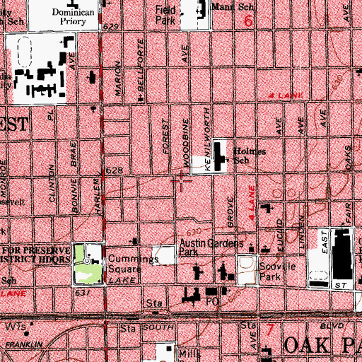 Topographic Map of Frank Lloyd Wright Home and Studio, IL