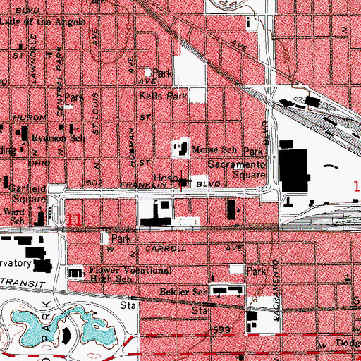 Topographic Map of Sacred Heart Hospital, IL