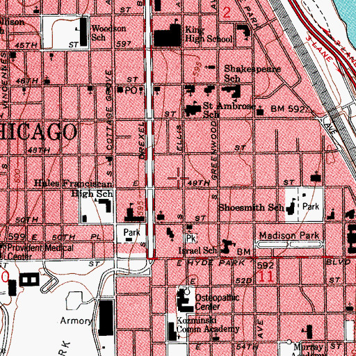 Topographic Map of Franklin H Fuller House, IL