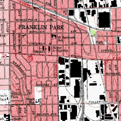 Topographic Map of Franklin Park Village Hall, IL