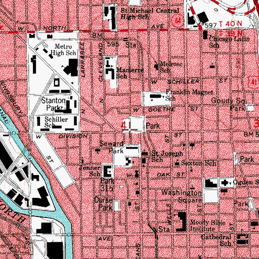Topographic Map of Franklin School (historical), IL