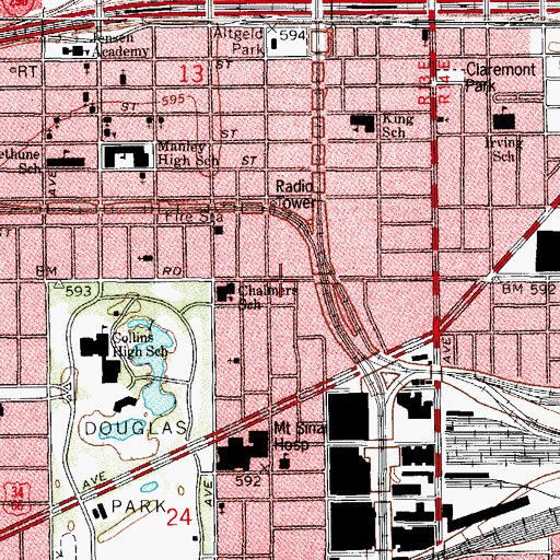 Topographic Map of Free Will Missionary Baptist Church, IL