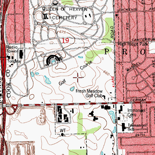 Topographic Map of Fresh Meadow Golf Club, IL
