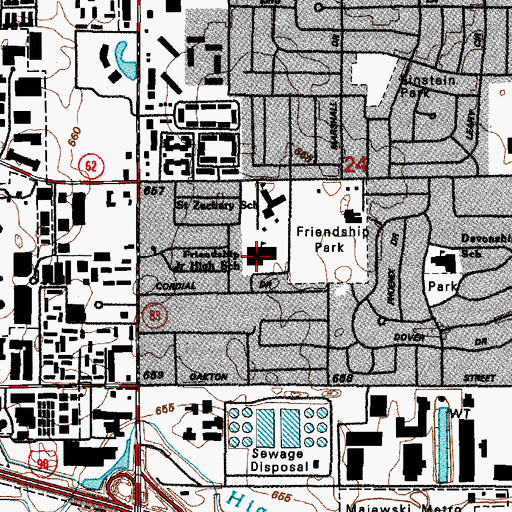Topographic Map of Friendship Junior High School, IL