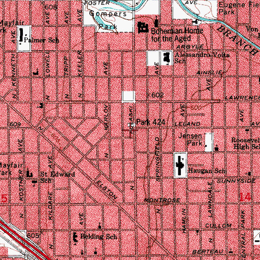 Topographic Map of Full Gospel Central Church of God, IL