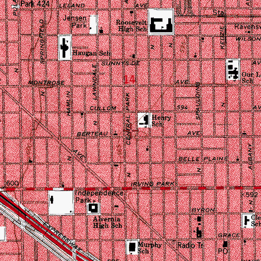 Topographic Map of Full Gospel Korean Church of Chicago, IL