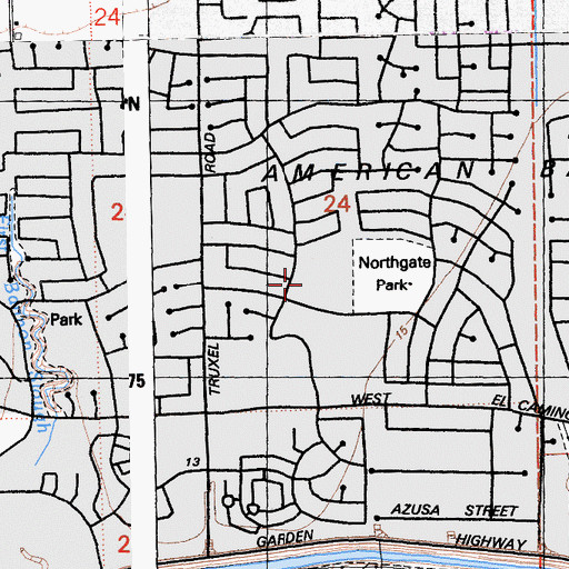 Topographic Map of American Lakes Elementary School, CA