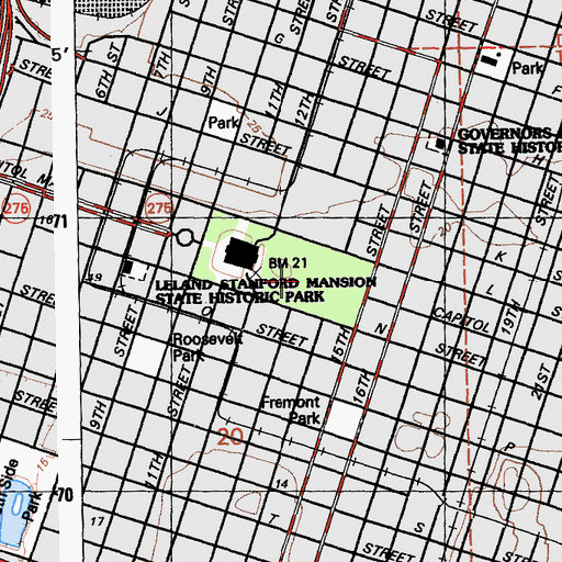 Topographic Map of Capitol Park, CA