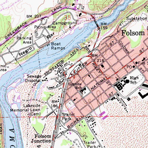 Topographic Map of Folsom History Museum, CA