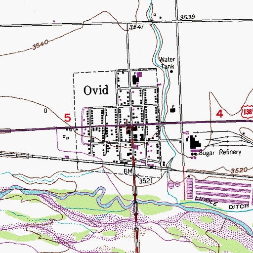 Topographic Map of Ovid, CO