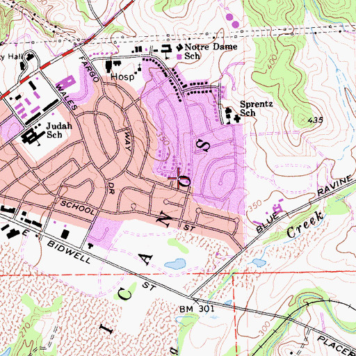 Topographic Map of Mount Olive Lutheran Pre-School, CA