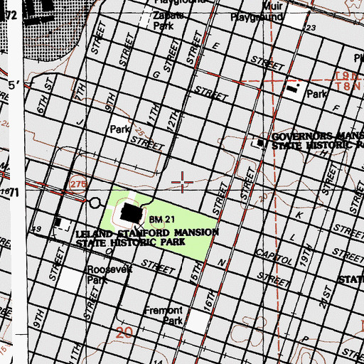 Topographic Map of Sacramento Convention Center, CA