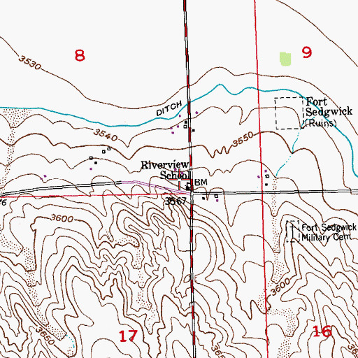 Topographic Map of Riverview School, CO