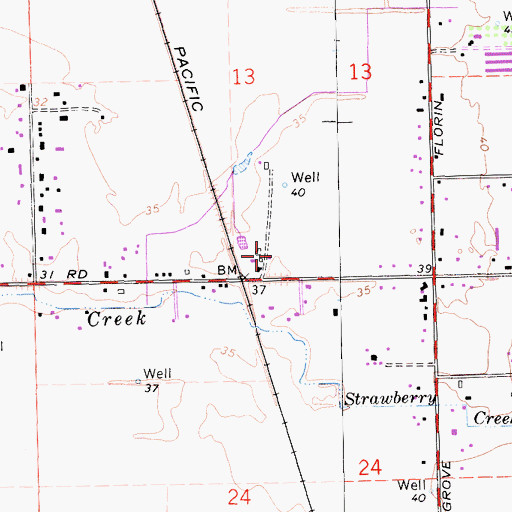 Topographic Map of Calvine Alternative High School, CA