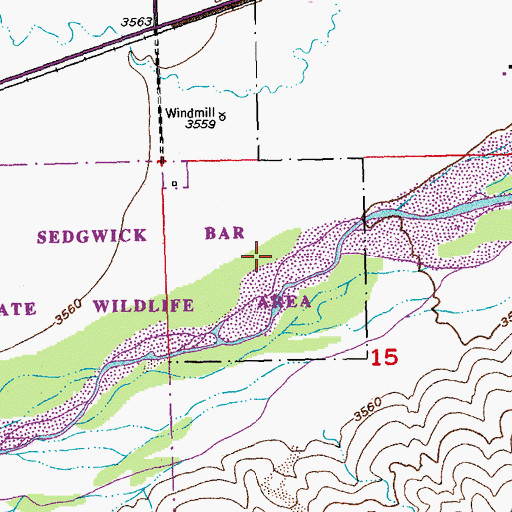 Topographic Map of Sedgwick Bar State Game Preserve, CO
