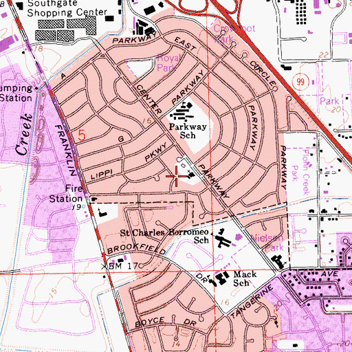 Topographic Map of Faith Community United Church of Christ Congregational, CA