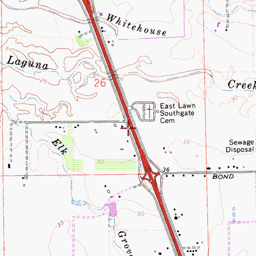 Topographic Map of First Baptist Church of Elk Grove, CA