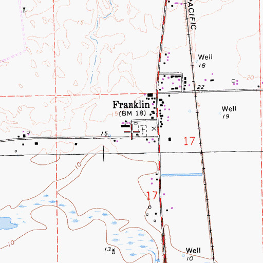 Topographic Map of Franklin Cemetery, CA