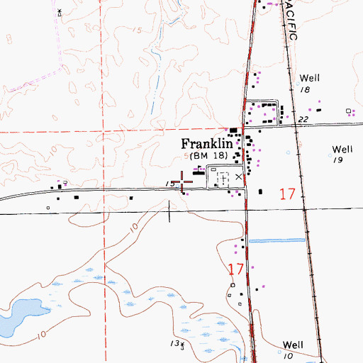 Topographic Map of Franklin Elementary School, CA
