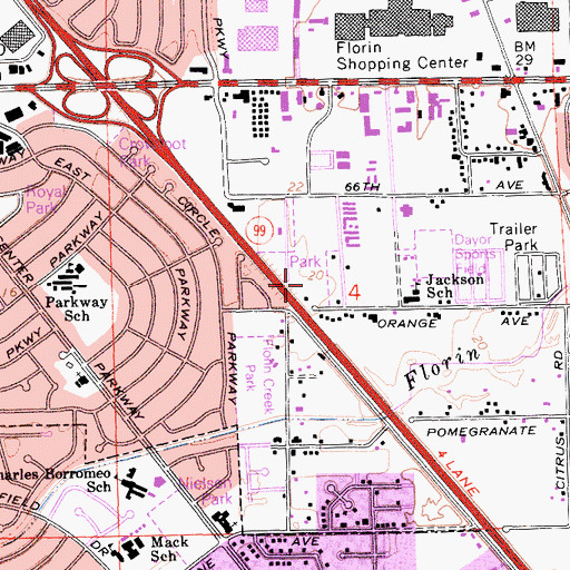 Topographic Map of Hampton Park, CA