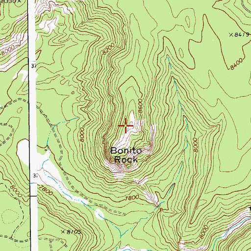 Topographic Map of Bonito Rock, AZ