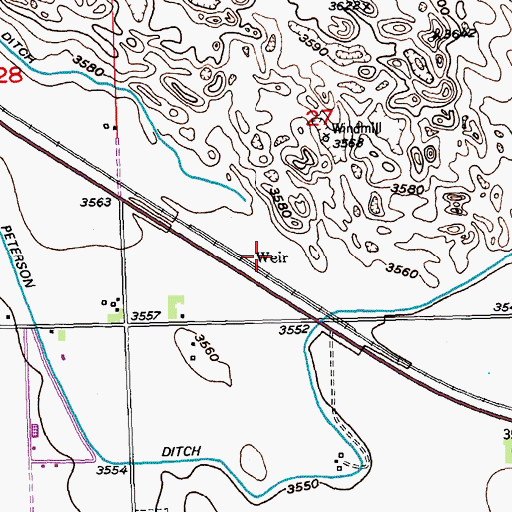 Topographic Map of Weir, CO